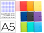 CUADERNO ESPIRAL LIDERPAPEL A5 CRAFTY TAPA FORRADA 80H 90 GR CUADRO 4MM CON MARGEN COLORES SURTIDOS