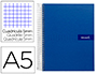 CUADERNO ESPIRAL LIDERPAPEL A5 MICRO CRAFTY TAPA FORRADA 120H 90 GR CUADRO 5MM 5 BANDAS6 TALADROS COLOR AZUL