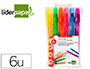 MARCADOR DE CERA GEL LIDERPAPEL FLUORESCENTE ESTUCHE 6 UNIDADES COLORES SURTIDOS