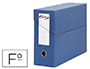 CAJA TRANSFERENCIA PARDO FOLIO FORRADO EXTRA DOBLE LOMO 80 MM ESTUCHE INTERIOR CON TARJETERO AZUL