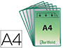 FUNDA PARA COLGAR DJOIS DIN A4 PVC CON ANILLA MARCO VERDE PACK DE 5 UNIDADES