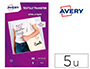 PAPEL TRANSFER AVERY ALGODON CLAROS INK-JET DIN A4 PACK DE 5 HOJAS