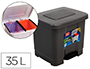 PAPELERA CONTENEDOR PLASTICFORTE PLASTICO CON PEDAL 2 COMPARTIMENTOS 35 LITROS GRIS OSCURO