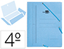 CARPETA LIDERPAPEL GOMAS TRES SOLAPAS CARTON PINTADO CUARTO COLOR AZUL