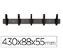PERCHERO LIDERPAPEL PARED METALICO 5 COLGADORES COLOR NEGRO 430X88X55 MM