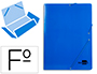 CARPETA LIDERPAPEL GOMAS TRES SOLAPAS CARTON PLASTIFICADO FOLIO COLOR AZUL