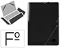 CARPETA LIDERPAPEL GOMAS TRES SOLAPAS CARTON PLASTIFICADO FOLIO COLOR NEGRO
