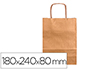 BOLSA PAPEL Q-CONNECT KRAFT NATURAL LISO XS CON ASA RETORCIDA 180X240X80 MM
