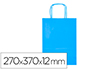 BOLSA PAPEL Q-CONNECT CELULOSA CELESTE M CON ASA RETORCIDA 270X370X12 MM
