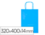 BOLSA PAPEL Q-CONNECT CELULOSA CELESTE L CON ASA RETORCIDA 320X400X14 MM