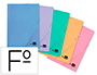 CARPETA LIDERPAPEL GOMAS TRES SOLAPAS CARTON PLASTIFICADO FOLIO COLORES PASTELES SURTIDOS