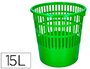 PAPELERA PLASTICO Q-CONNECT 15 LITROS REJILLA COLOR VERDE 285X290 MM