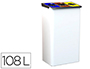 PAPELERA METALICA SIE PARA RECICLAJE CON 3 DEPARTAMENTOS 108 LITROS COLOR BLANCO 830X500X260 MM