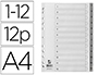 SEPARADOR NUMERICO Q-CONNECT PLASTICO 1-12 JUEGO DE 12 SEPARADORES DIN A4 MULTITALADRO