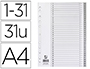 SEPARADOR NUMERICO Q-CONNECT PLASTICO 1-31 JUEGO DE 31 SEPARADORES DIN A4 MULTITALADRO