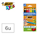 LAPICES DE COLORES BIC MULTISUPERFICIES TRIANGULARES MINA BORRABLE CAJA DE 6 UNIDADES COLORES SURTIDOS +