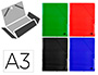 CARPETA LIDERPAPEL GOMAS TRES SOLAPAS CARTON PLASTIFICADO 800 GR DIN A3 COLORES SURTIDOS