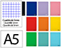 CUADERNO ESPIRAL LIDERPAPEL A5 MICRO SMART TAPA BLANDA 80H 75GR CUADRO 5MM DOBLE MARGEN 6 TALADROS COLORES