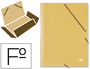 CARPETA LIDERPAPEL GOMAS TRES SOLAPAS CARTON PRESPAN FOLIO COLOR AMARILLO