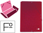 CARPETA LIDERPAPEL GOMAS TRES SOLAPAS CARTON FORRADO FOLIO COLOR ROJO