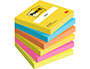 BLOC DE NOTAS ADHESIVAS QUITA Y PON POST-IT 76X76 MM NEON PACK DE 6 BLOCS SURTIDO