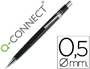 PORTAMINAS Q-CONNECT 0,5 MM CON TRES MINAS CUERPO NEGRO CLIP METALICO
