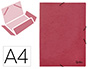 CARPETA LIDERPAPEL GOMAS TRES SOLAPAS CARTON PRESPAN A3 COLOR ROJO