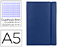 LIBRETA LIDERPAPEL SIMIL PIEL A5 120 HOJAS 70G/M2 CUADRO 4MM SIN MARGEN AZUL