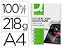 PAPEL Q-CONNECT FOTO GLOSSY DIN A4 PARA FOTOCOPIADORAS E IMPRESORAS LASER PAQUETE DE 100 HOJAS DE 218 GR