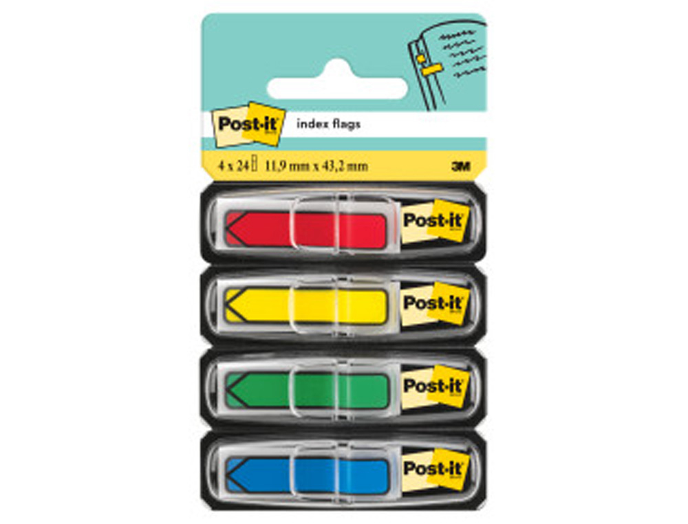 BANDERITAS SEPARADORAS FLECHAS DISPENSADOR 4 COLORES CLASICOSPOST-IT INDEX 684ARR3 96 BANDERITAS