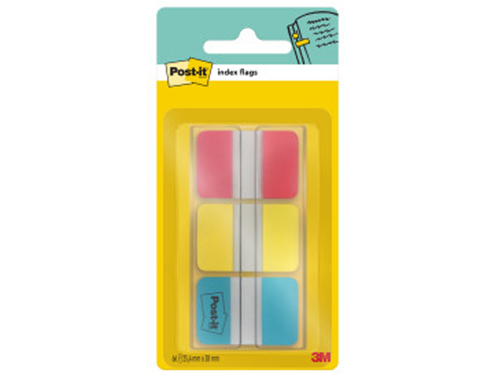 BANDERITAS SEPARADORAS RIGIDAS DISPENSADOR 3 COLORES POST-IT INDEX 686-RYB MEDIANOS22 BANDERITAS POR COLOR