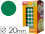 GOMETS AUTOADHESIVOS CIRCULARES 20MM VERDE ROLLO DE 1770 UNIDADES