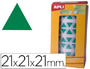 GOMETS AUTOADHESIVOS TRIANGULARES 21X21X21 MM VERDE ROLLO DE 2832 UNIDADES