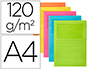 SUBCARPETA CARTULINA Q-CONNECT DIN A4 COLORES SURTIDOS CON VENTANA TRANSPARENTE 120G/M2 PAQUETE DE 25 UNIDADES