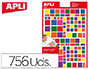 GOMETS APLI AUTOADHESIVO CUADRADO MULTICOLOR BLISTER DE 756 UNIDADES SURTIDAS