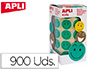GOMETS APLI AUTOADHESIVO SMILE VERDE CARA FELIZ ROLLO DE 900 UNIDADES