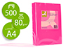 PAPEL COLOR Q-CONNECT DIN A4 80GR ROSA INTENSO PAQUETE DE 500 HOJAS