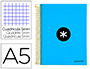 CUADERNO ESPIRAL A5 MICRO ANTARTIK TAPA FORRADA120H 90 GR CUADRO 5MM 5 BANDAS6 TALADROS COLOR AZUL