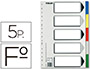 SEPARADOR ESSELTE PLASTICO JUEGO DE 5 SEPARADORES FOLIO CON 5 COLORES MULTITALADRO