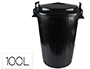 CUBO DE BASURA CON TAPA NEGRO 100 L PARA BOLSAS 85X105 CM