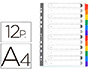 SEPARADOR EXACOMPTA CARTULINA JUEGO DE 12 SEPARADORES DIN A4 MULTITALADRO COLOR BLANCO
