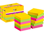 BLOC DE NOTAS ADHESIVAS QUITA Y PON POST-IT SUPER STICKY 47,6X47,6 MM CON 90 HOJAS PACK DE 12 BLOC COLORES