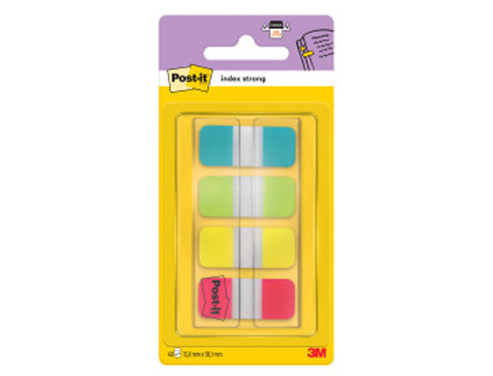 BANDERITAS SEPARADORAS RIGIDAS DISPENSADOR 4 COLORES AMARILLO AZUL LIMA Y ROJO POST-IT INDEX 676-ALYR-EU